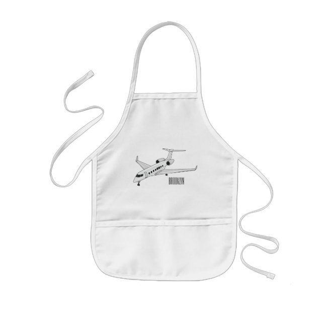 Private jet cartoon illustration kids apron (Front)