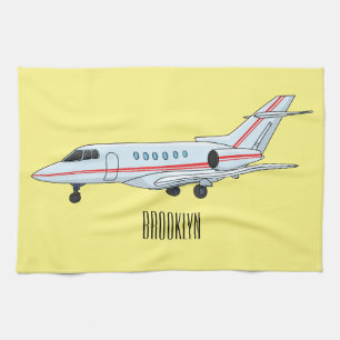 Private jet cartoon illustration kitchen towel