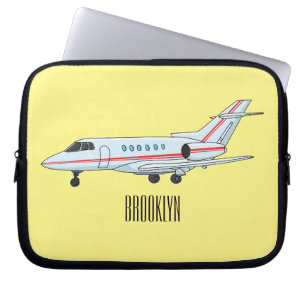 Private jet cartoon illustration laptop sleeve