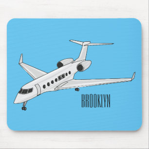 Private jet cartoon illustration mouse pad