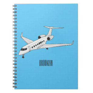 Private jet cartoon illustration notebook