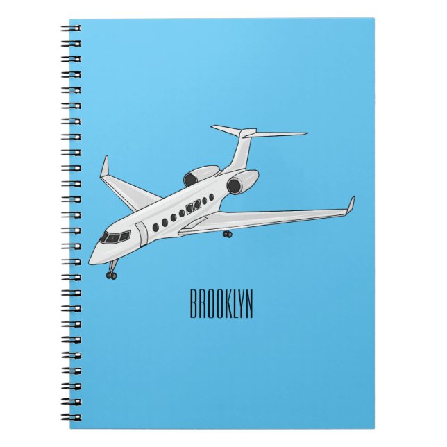 Private jet cartoon illustration notebook (Front)