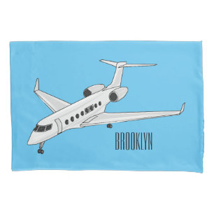 Private jet cartoon illustration pillowcase