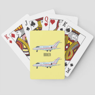 Private jet cartoon illustration playing cards