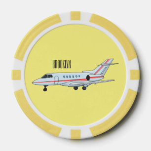 Private jet cartoon illustration poker chips