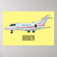 Private jet cartoon illustration