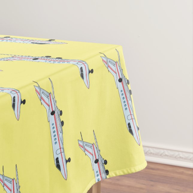 Private jet cartoon illustration tablecloth (In Situ)