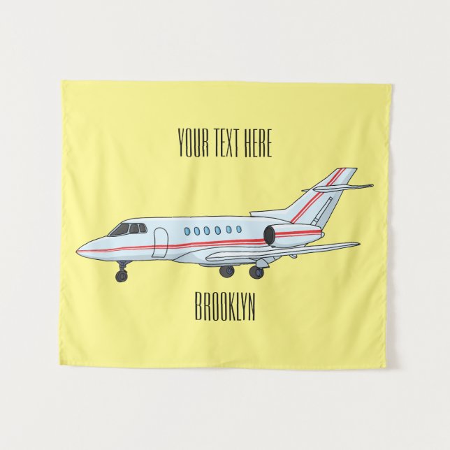 Private jet cartoon illustration tapestry (Front (Horizontal))