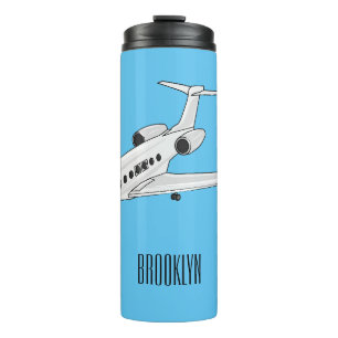 Private jet cartoon illustration thermal tumbler