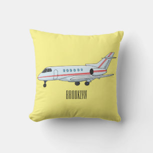Private jet cartoon illustration  throw pillow