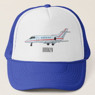 Private jet cartoon illustration trucker hat