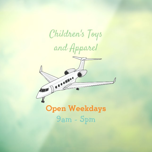 Private jet cartoon illustration window cling (Sheet 3)