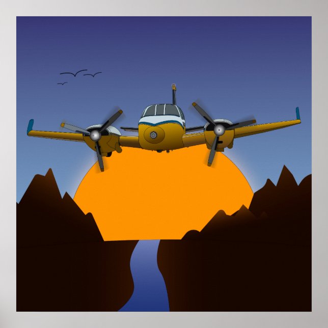 Private jet. Sunset. Poster (Front)
