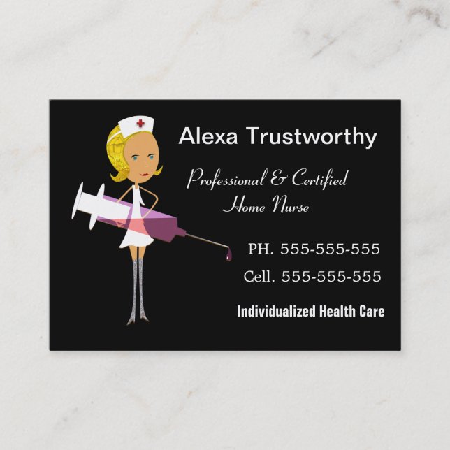 Private Nurse Professional Large Business Card (Front)