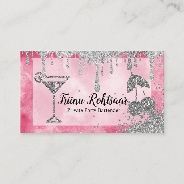 Private Party Bartender Bar Catering Drinks Business Card (Front)
