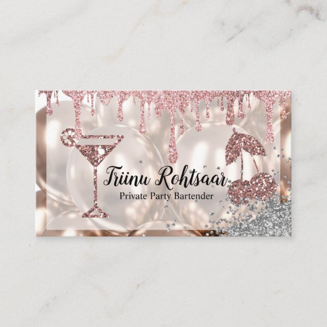 Private Party Bartender Bar Catering Drinks Business Card (Front)