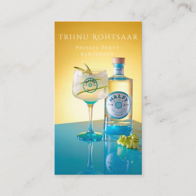 Private Party Bartender Coctails Business Card (Front)