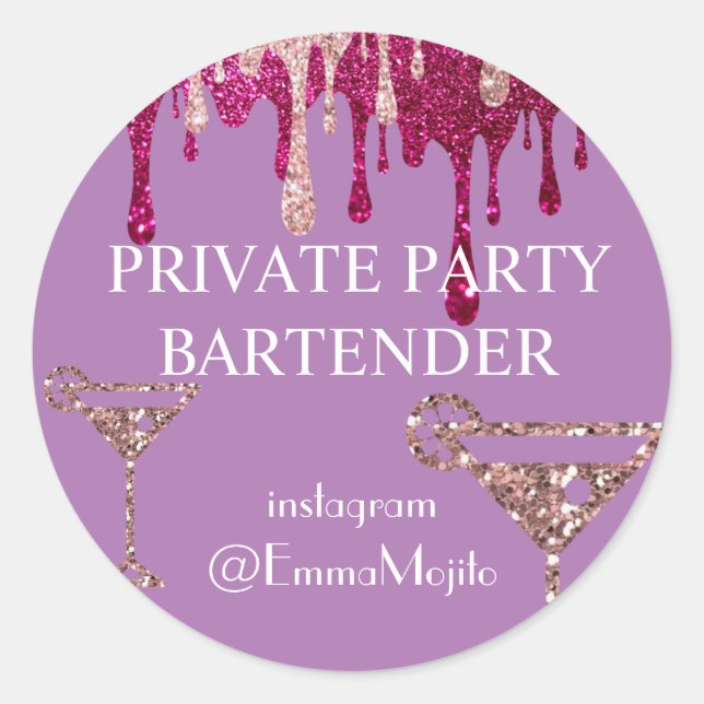 Private Party Bartender Deal Offer Classic Round S Classic Round Sticker (Front)