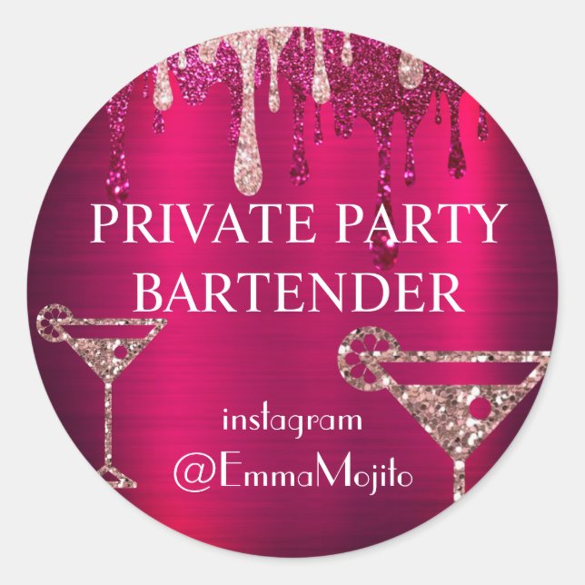 Private Party Bartender Deal Offer Classic Round S Sticker (Front)