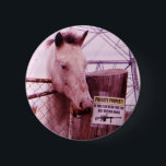 Private Property lavender Horse 2 Inch Round Button<br><div class="desc">Private Property lavender purple Horse Photo by Sandy Closs "gifts for horse lovers ",  "i love horses",  "no trespassing",  "grey horse"horse, horses, "horse gifts""farm animals ,  pony ,  ponies""horse lover""horse lovers"</div>