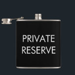 Private Reserve Flask<br><div class="desc">This black and white flask is decorated with the words "Private Reserve",  making it a very cool and masculine gift. It is perfect for the groomsmen in the wedding party,  for a boss,  father-in-law or your dad. Just add a bottle of his favourite to make it extra special.</div>