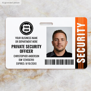 Private Security Guard Officer Photo Logo Orange Badge