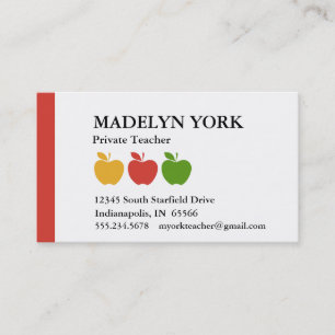 Private Teacher Tutor Appointment Card