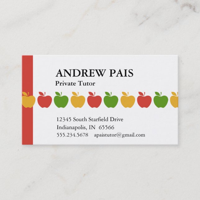Private Teacher Tutor Appointment Card (Front)