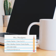 Private Teacher Tutor Personalized Flashcard