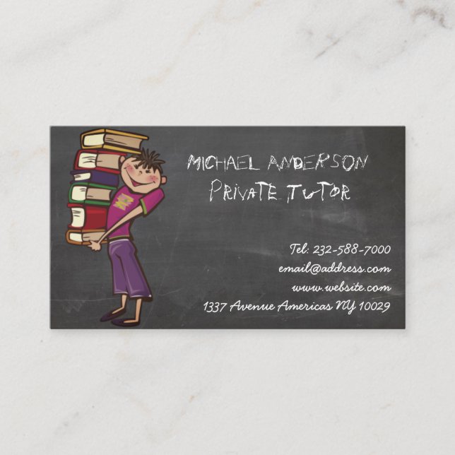 Private tutor blackboard business card (Front)