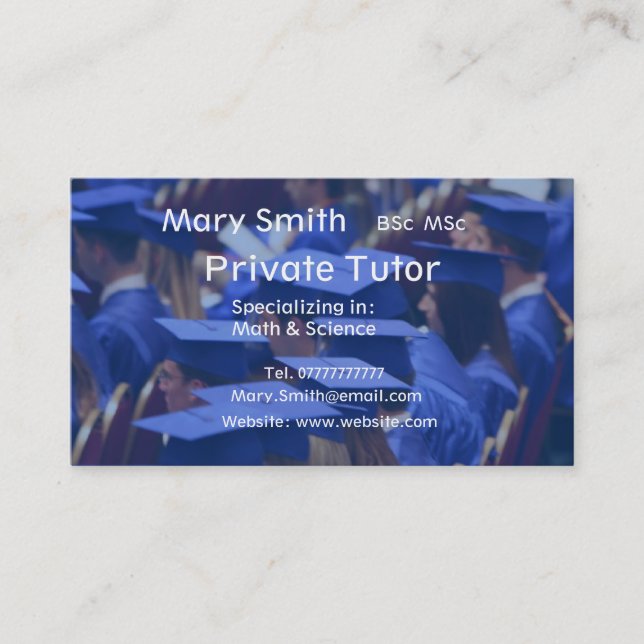 Private Tutor / Teacher / Personal Tutor business Card (Front)