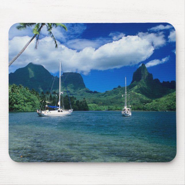 Private yachts anchored in Opunohu Bay on the Mouse Pad (Front)