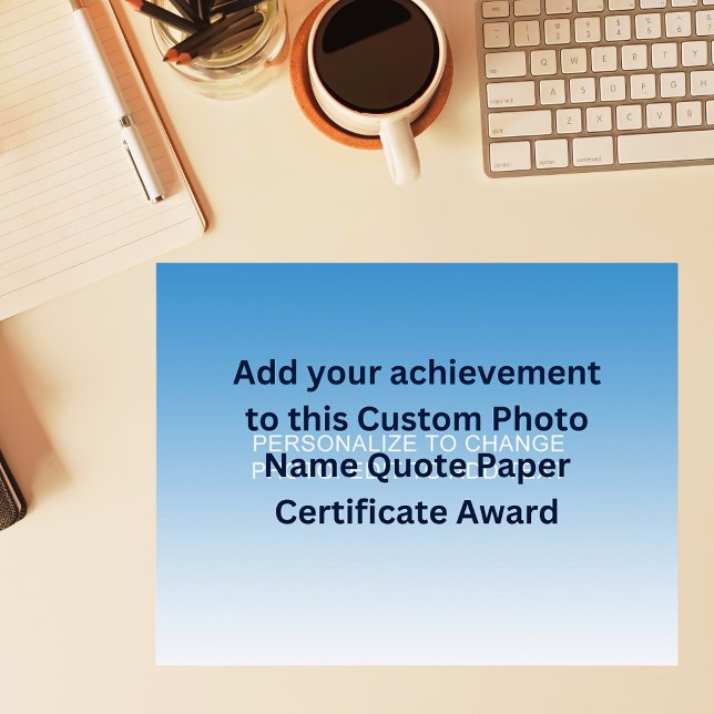 Prix du certificat papier de devis photo personnal (Custom Photo Name Quote Paper Certificate Award)
