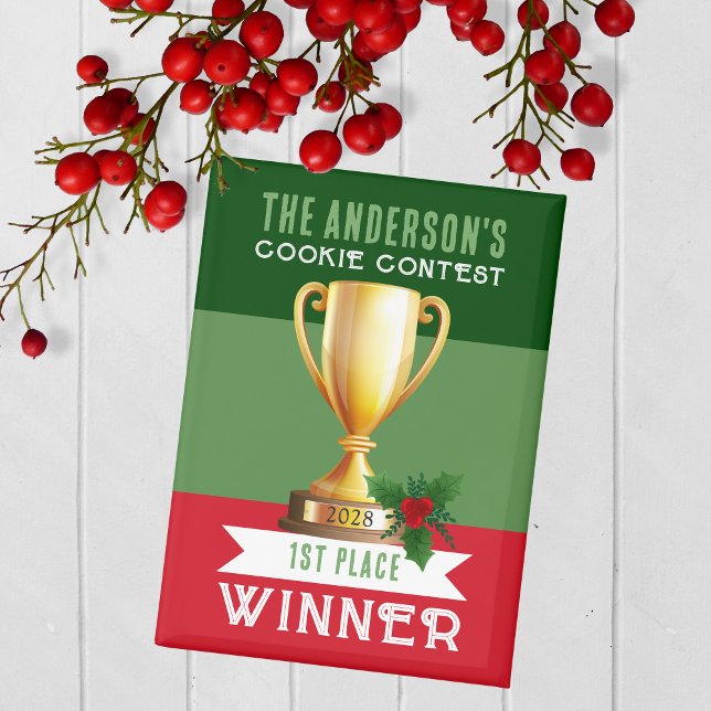 Prix du gagnant du concours 3 Toned Holiday Magnet (Christmas Holiday Competition Prize Magnet for the Winner. Great for Cookie & Sweater Contests!)