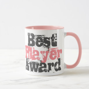 Prix du meilleur joueur sur un mug rose et gris