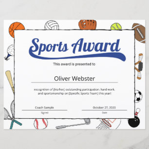 Prix du Modèle du certificat de sport bleu
