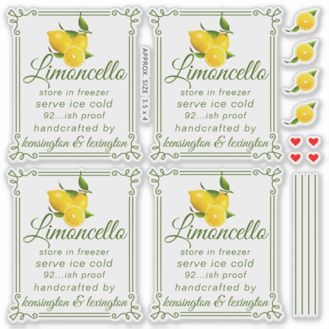 Prix Limoncello Transparent Pour 4 Étiquettes (Devant)