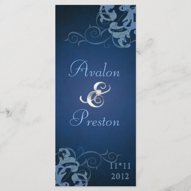 Prix Nobel Blue Scroll Programme de mariage bleu (Devant)