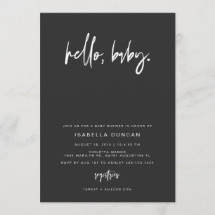PRIYA Black Contemporary Modern Baby Shower Invitation