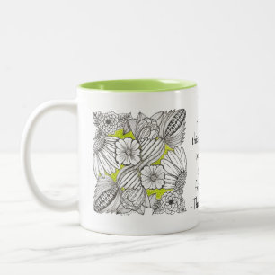 Prized Friendship with Abstract Flower Doodle Two-Tone Coffee Mug