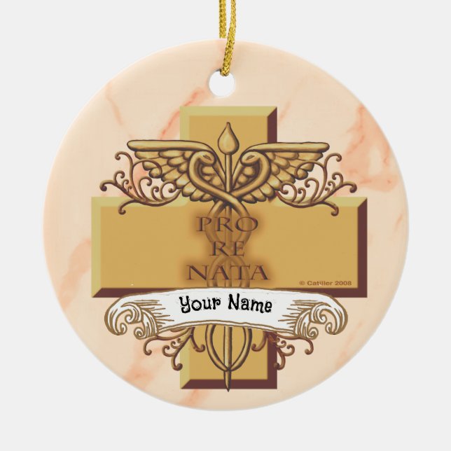 PRN caduceus nurse  Ceramic Ornament (Front)