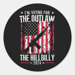 Pro 45 I'm Voting for The Outlaw And The Hillbilly Classic Round Sticker