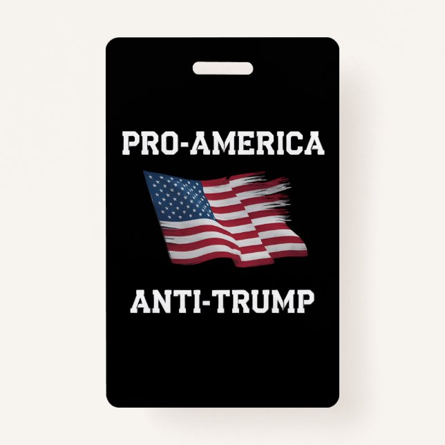 Pro America Anti Trump Vintage USA Flag Badge (Front)
