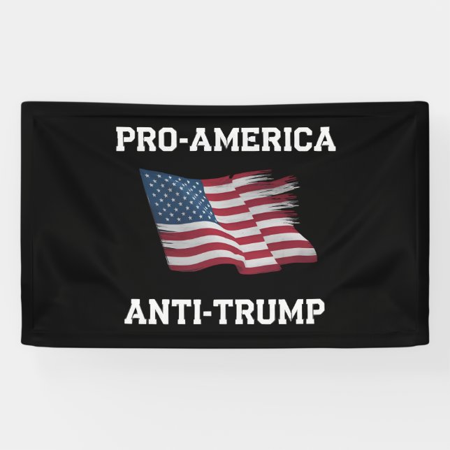 Pro America Anti Trump Vintage USA Flag Banner (Horizontal)