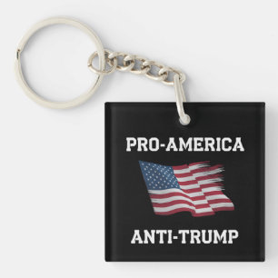 Pro America Anti Trump Vintage USA Flag Keychain