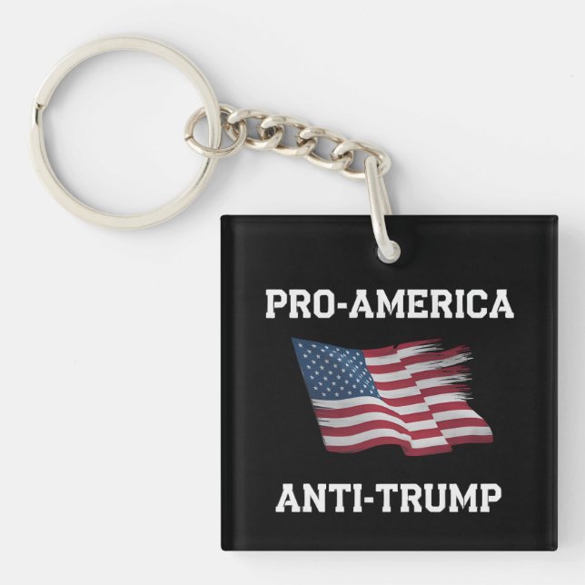 Pro America Anti Trump Vintage USA Flag Keychain (Front)