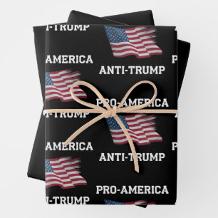 Pro America Anti Trump Vintage USA Flag Wrapping Paper Sheet
