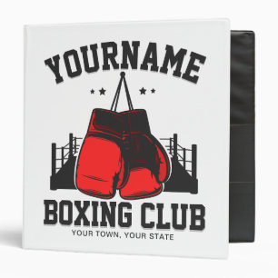 Pro Boxer ADD NAME Red Gloves Boxing Ring Training Binder