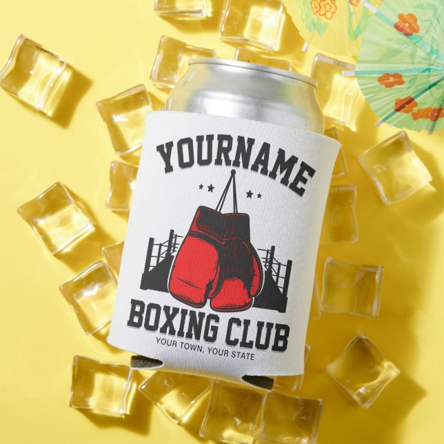 Pro Boxer ADD NAME Red Gloves Boxing Ring Training Can Cooler (In Situ Summer)