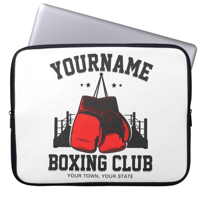 Pro Boxer ADD NAME Red Gloves Boxing Ring Training Laptop Sleeve (Front)